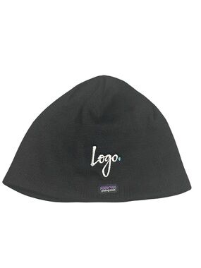 Patagonia Black Knit Beanie Hat with White Embroidered “Logo”